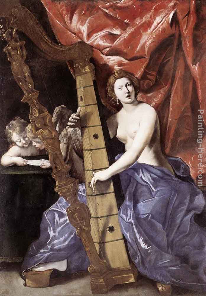 Venus Playing the Harp (Allegory of Music) painting - Giovanni Lanfranco Venus Playing the Harp (Allegory of Music) art painting